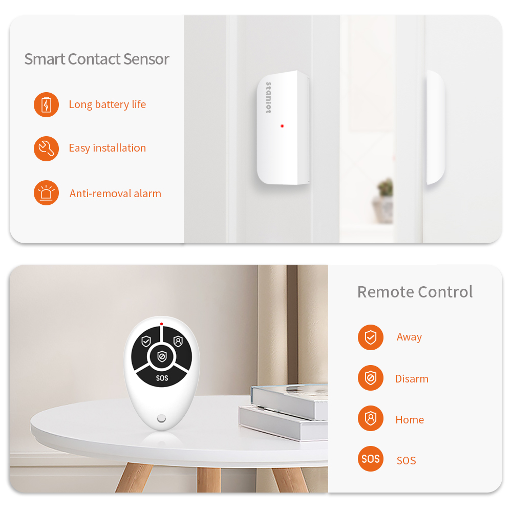 HD wireless wifi GSM smart home security alarm system Built-in 115db siren and 5000mAh battery STANIOT 7"